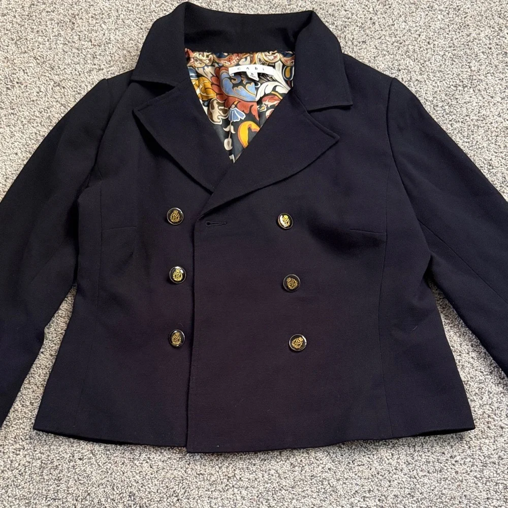 Cabi black blazer with gold detail buttons size 6